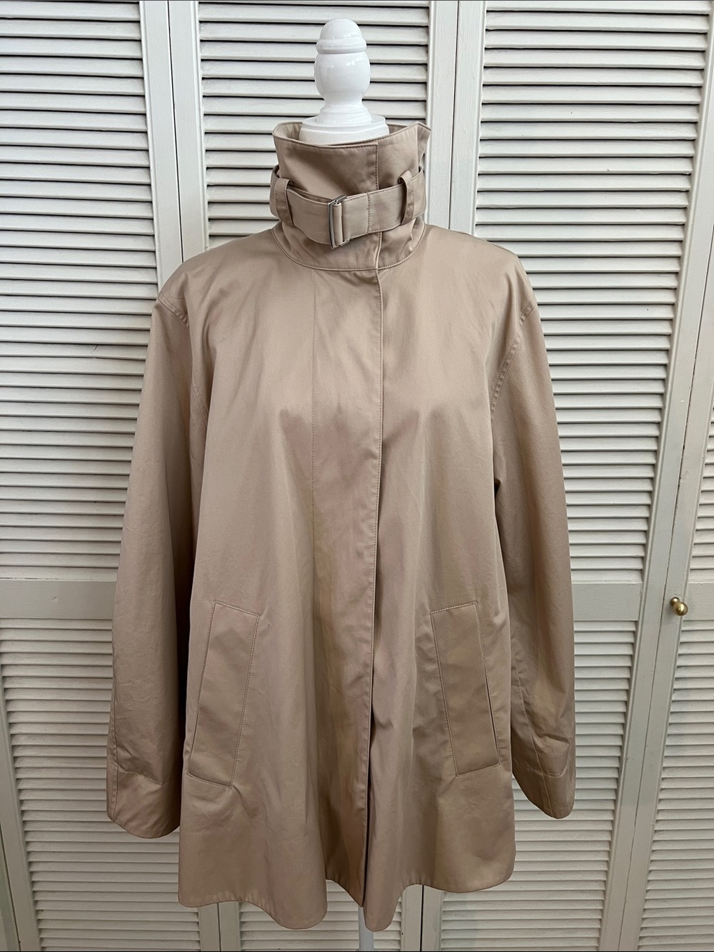 & Other Stories Beige High-Neck Utility Coat - Size M (Fits Large)
